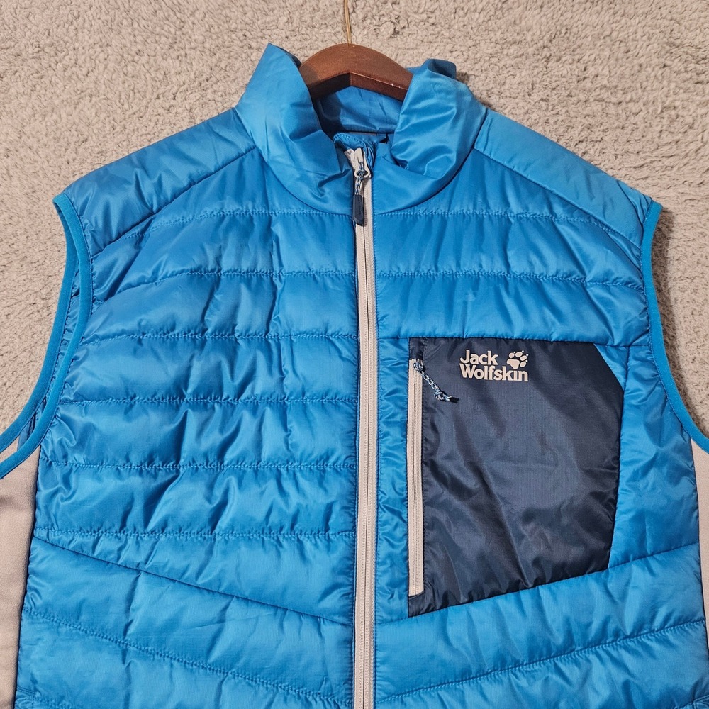 Jack Wolfskin Vest Mens Size XL Blue Puffer Jacket Primaloft Performance Outdoor